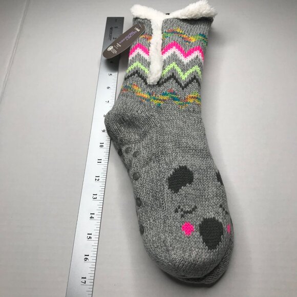 Secret Treasures Women's No Slip Slipper Sock Gray Cozy Dog Print Size 4-10 New - Picture 6 of 6